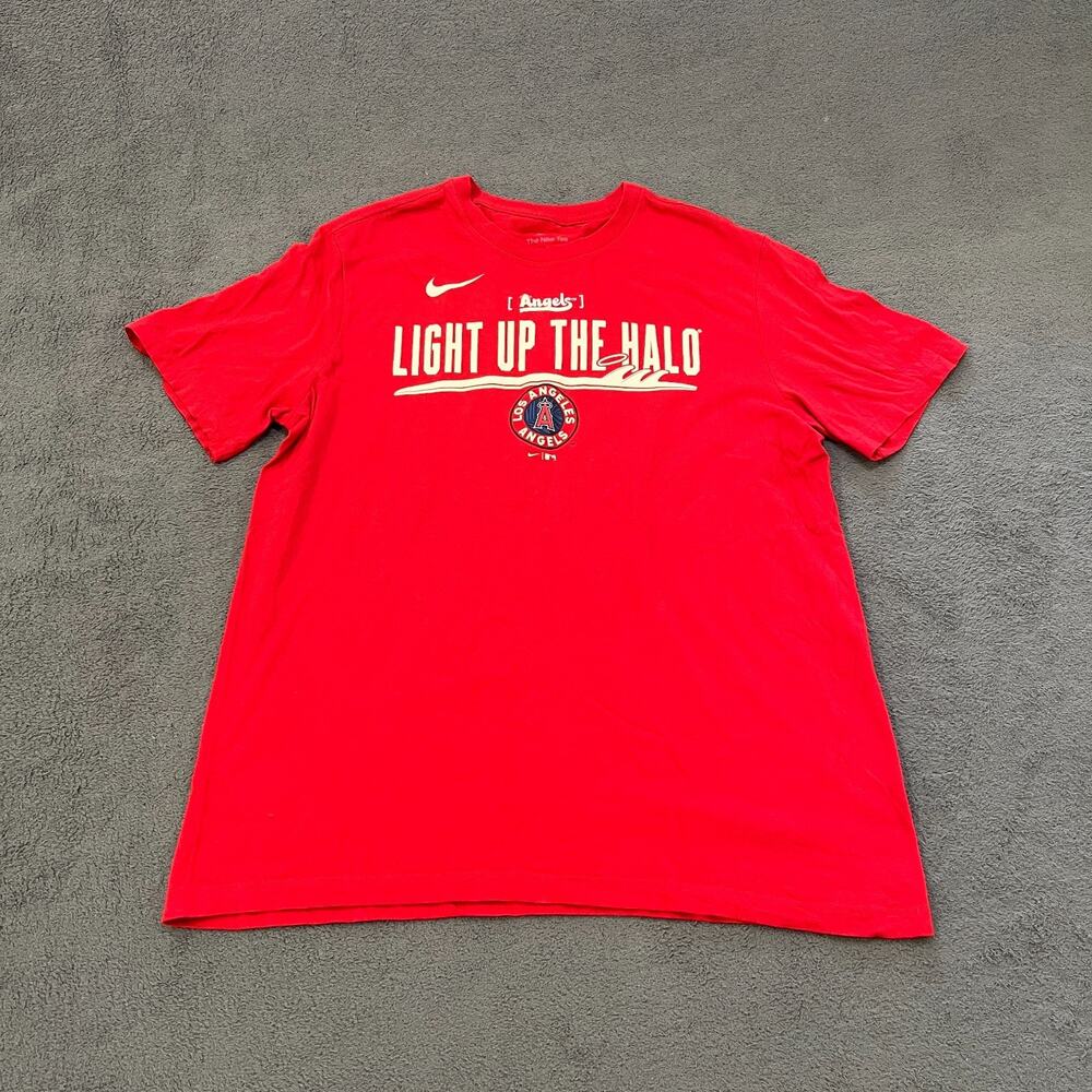Nike Tee Red Los Angeles Angels Light Up The Halo Graphic T-Shirt Men's Size L